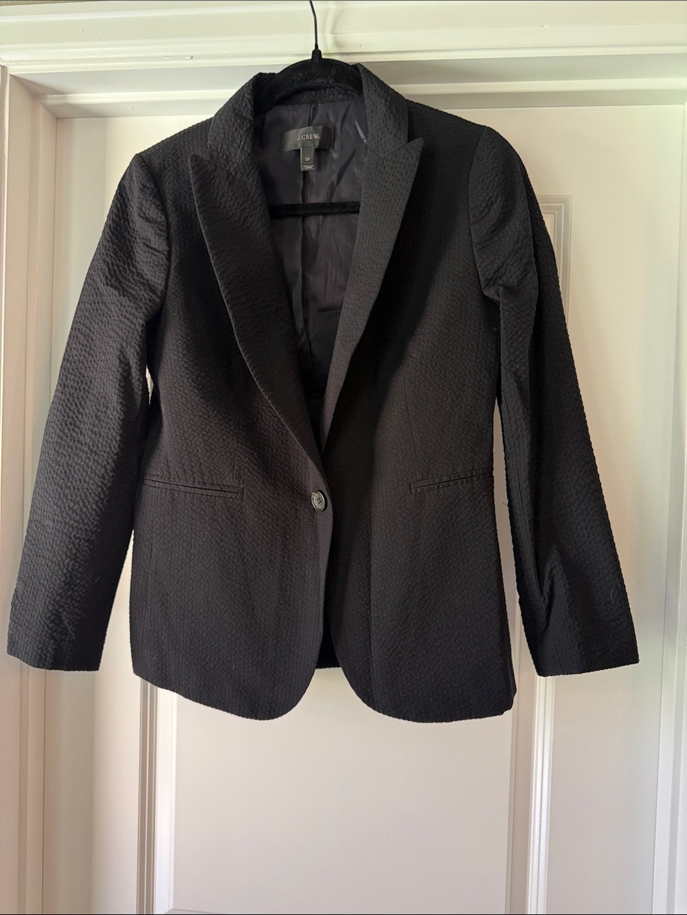 NWOT J. Crew Black Seersucker Single-Button Blazer Size 6P